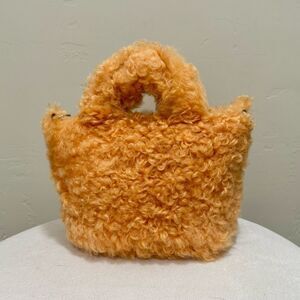 Multi Use Orange Genuine Curly Shearling Top Handle Bag/Shoulder Bag/Crossbody